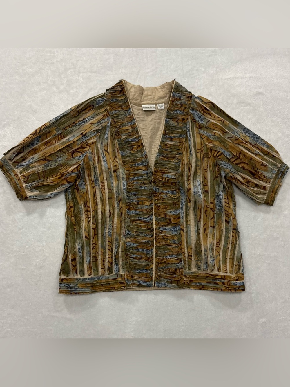 Chico's Cut Away Fabric Blazer Size 2 = Women's 12/L